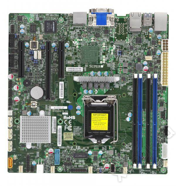 Материнская плата SuperMicro  MBD-X11SSZ-F-O, RTL {5} Micro-ATX LGA 1151 Up to 64GB Unbuffered ECC/non-ECC UDIMM, DDR4-2400MHz, in 4 DIMM slots 9 USB 2.0 ports 4 USB 3.0 ports 1 PCI-E 3.0 x16 2 PCI-E 3.0 x4