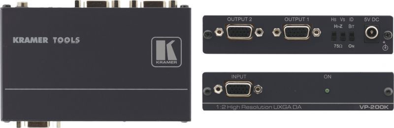 [VP-200K] Усилитель-распределитель Kramer 1:2 VGA, 400 МГц c технологией KR-ISP™