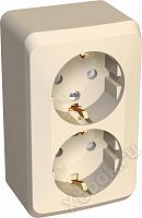 Schneider Electric Lexel Этюд Крем Розетка 2-ая с/з со шторками, наружная (PA16-008K)