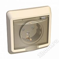Schneider Electric Lexel Этюд Крем Розетка 1-ая с/з с защитными шторками с крышкой IP 44 (PC16-044K)