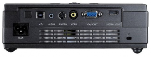 Optoma EW1691e projector 1x0,65" Darkchip3 DMD, 1280x800, 3000 ANSI, 2500:1, +/-30°, 33Db, 1.5  - 1.8:1, 1W, Lamp:3000 hrs, 1,4 kg. 6s CW, HDMI, USB Mouse вид сбоку