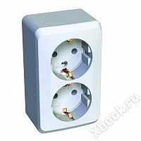 Schneider Electric Lexel Этюд Белый Розетка 2-ая с/з без шторок, наружная (PA16-007B)