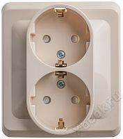 Schneider Electric Lexel Этюд Крем Розетка 2-ая с/з с защитными шторками (PC16-008K)