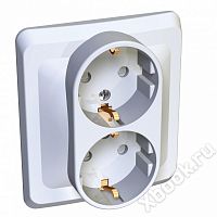 Schneider Electric Lexel Этюд Бел Розетка 2-ая с/з с защитными шторками (PC16-008B)