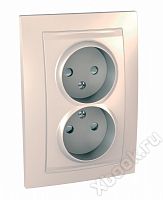 Schneider Electric SE Unica Беж Розетка 2-ая б/з с защитными шторками винт. зажим, литая (MGU23.063.25D)