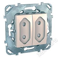 Schneider Electric SE Unica Беж Розетка 2-ая, б/з, 10А, со шторками, для узких вилок (MGU5.3131.25ZD)
