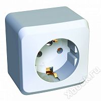 Schneider Electric Lexel Этюд Белый Розетка 1-ая с/з без шторок, наружная (PA16-003B)