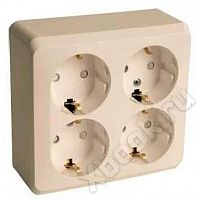Schneider Electric Lexel Этюд Крем Розетка 4-ая с/з со шторками, наружная (PA16-208K)