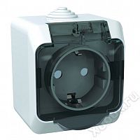 Schneider Electric Lexel Этюд Белый Розетка 1-ая с/з с крышкой, с защитными шторками IP 44, наружная (PA16-044B)