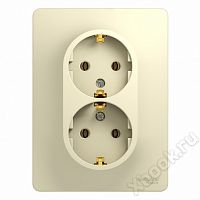 Schneider Electric Glossa Беж Розетка 2-я с заземлением (в сборе с рамкой) (GSL000224)