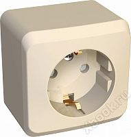 Schneider Electric Lexel Этюд Крем Розетка 1-ая с/з со шторками, наружная (PA16-004K)