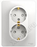 Schneider Electric Glossa Бел Розетка 2-я с заземлением со шторками (в сборе с рамкой) (GSL000126)